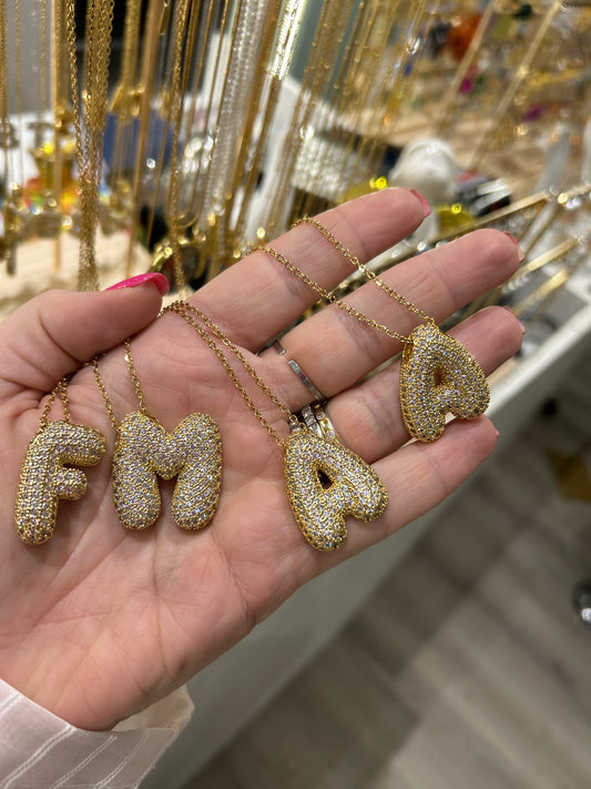 Collana pendente lettera strass