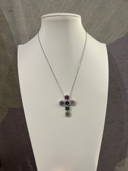 COLLANA CROCE MULTICOLOR