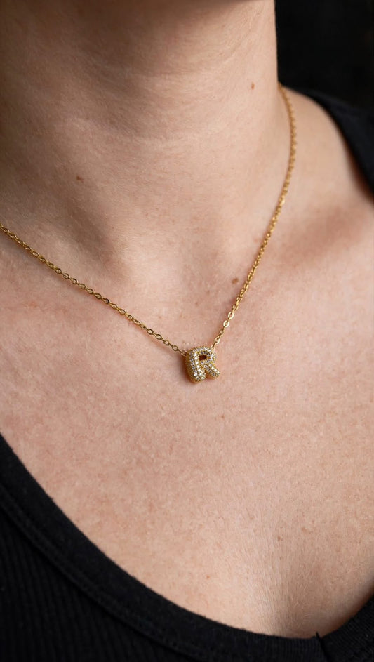 Collanina  con lettera Mini Buble Oro